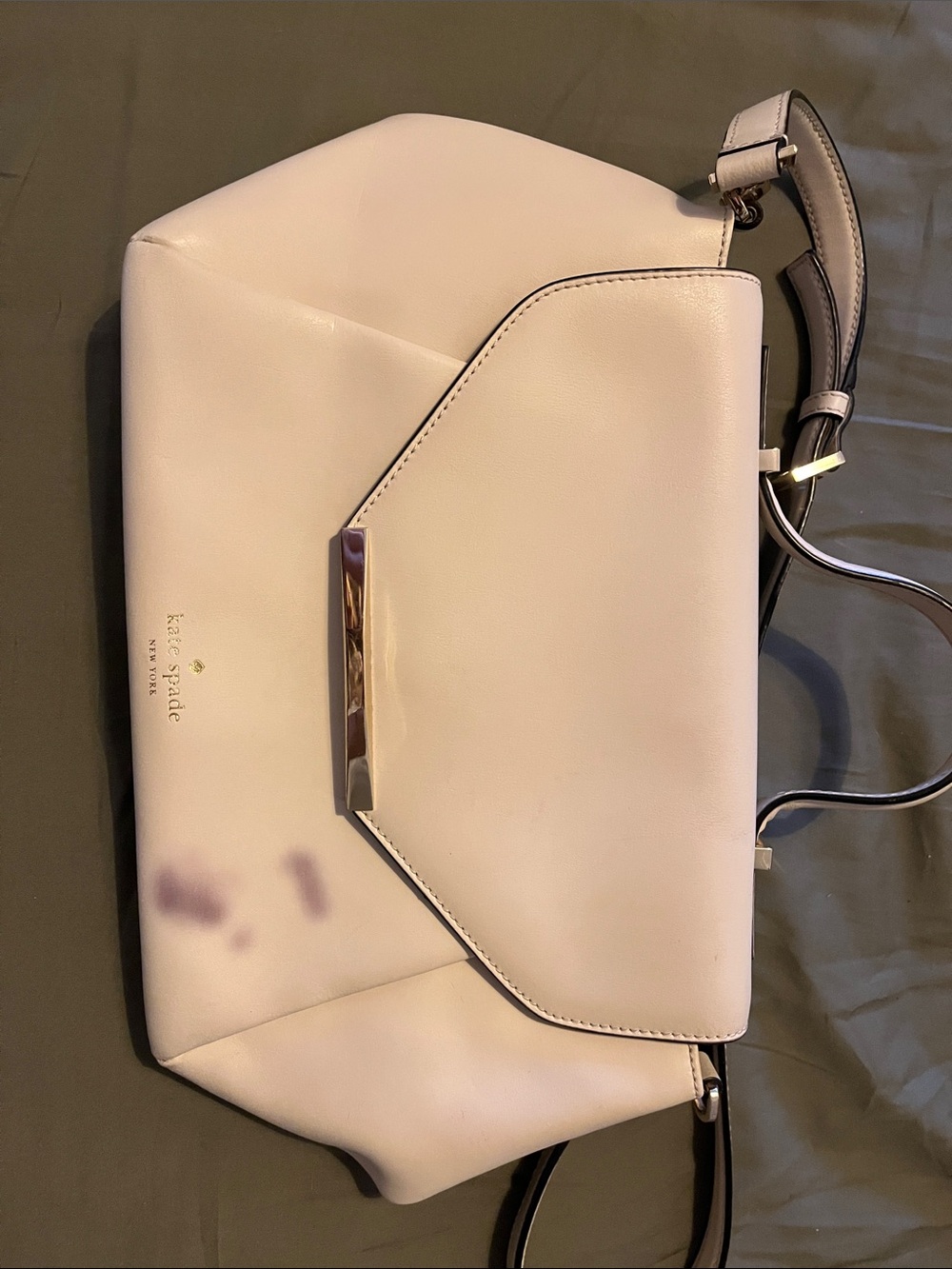Kate Spade Ivory Leather Satchel Shoulder Bag w/ Strap